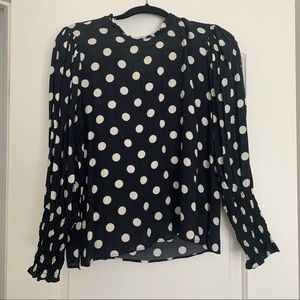 Zara polka dot blouse with puff sleeve